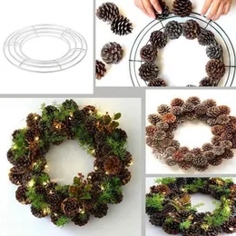 Decorative Flowers Metal Garland Hoop DIY Christmas Decoration Wire Wreath Frame Round Iron Ring Valentines Decorations Wall Hanging For