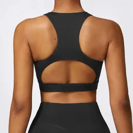 Yoga Outfit Women Racerback High Support Sports Bra Gym Fitness Cutout Vest Shockproof Workout Trainning Crop Top Running Activewear