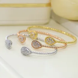 Bangle High Quliaty Silver Color Water Drop Open Zirconia Malachite Heart Bracelet Women Fashion Jewelry Gift