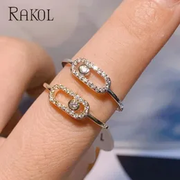 خواتم الزفاف Rakol Gothic Hollow Out Square Simple Bridal Cubic Zirconia Finger for Women Fashion Bead Student Jewelry Jewelry 231204