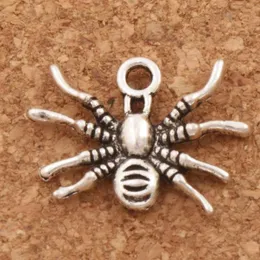Kriechende 3D-Spinnen-Insekten-Charm-Perlen, 200 Stück, Los 19, 3 x 15 mm, Antik-Silber-Anhänger, Modeschmuck, DIY-passende Armbänder, Halskette, Earr294W