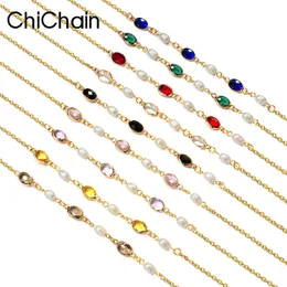 Eyeglasses chains Chichain Stylish Pearl Beaded Crystal Eyeglasses Necklace for Women Chic Stainless Steel Glasses Holders Chains 9 colors 231204