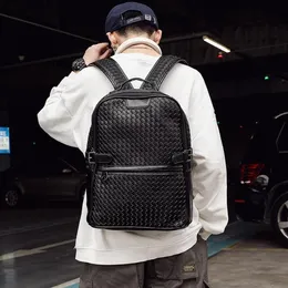 Backpack Fashion Brand Designer Handmade Woven Leather Men's300x