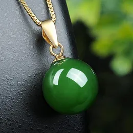 Fashion concise green jade crystal emerald gemstones pendant necklaces for women gold tone choker jewelry bijoux party gifts Q1127298J