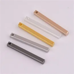 HELA 2 5 25mm 50st Copper Material Silver Gold Blank Bar Charm Simple Bar Charm Long Strip för halsband hänge för DIY272M