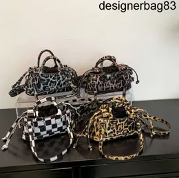 Bolsos de mano de grano de leopardo para niños, bolso de un solo hombro con rejilla de ajedrez para niñas, bolsos cruzados de estilo femenino para niños