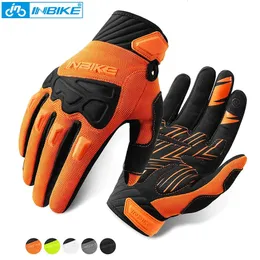 Cycling Gloves INBIKE Men Cycling Gloves Bicycle Gloves Shockproof Men's Touchscreen Gloves Non-Slip Gloves for Man 5mm Thickened Palm Pad 231204