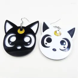 Dangle Earrings Cartoon Harajuku Anime Moon Black Cat Lovely Cosplay Drop Acrylic Jewelry For Women Fashion192V