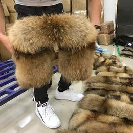 100% Real Fur Collar Winter Natural Raccoon Fur Women Scarfs Coat Scarves Luxury Male Parka Female Warm 60cm 70cm 80cm #2 Y201007263B
