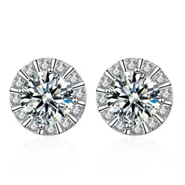 stud Classic S925 Silver Round Moissanite Diamond arics Women Jewelry Plated Gold 0ct 5mm Gift303r