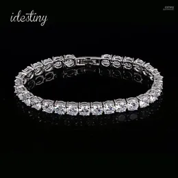 11 11 Bracciale tennis per donna con ciondolo 6 mm rotondo zirconi cubici Pulseira gioielli da sposa classici Bracciale da donna1207Q