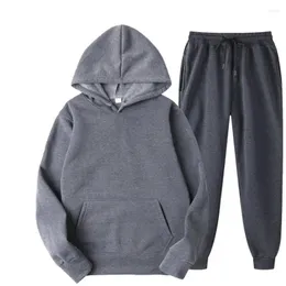 Men's Tracksuits Sets Spring And Autumn Tracksuit Sweatshirt Pants Solid Color Hoodies With Hat Trousers Men Clothes