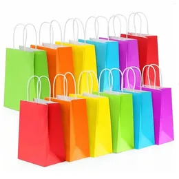 Gift Wrap 4Pcs Hand Paper Bag Kraft Packing Colorful Shopping For Baking Perfect Kitchen Mat