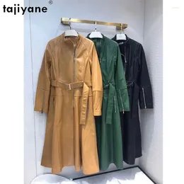 Women's Leather Tajiyane Elegant Womens Jacket Korean Fashion Genuine Sheepskin Jackets Woman Real Long Coat Windbreaker