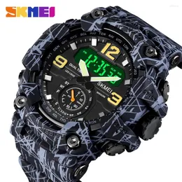 ساعات المعصم Skmei Fashion Sport Watches للرجال العسكريين الفاخرة 5BAR مقاوم للماء الكوارتز معصم المراقبة الأصلي كرونوغراف ذكر