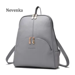 Nevenka Mini-Rucksack für Damen, leicht, Tagesrucksäcke, modische Mädchen-Rucksäcke, Damen-Leder-Schultasche, weiblich, grauer Rucksack, Schwarz, J19254S