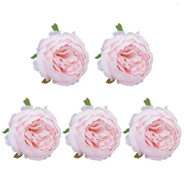 Decorative Flowers 5pcs Accessories Realistic Christmas Artificial Flower Head Craft Wedding Party 9cm Peonies Scrapbooking Home Decor DIY