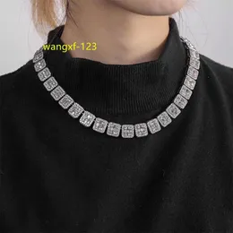 Iced Out Rock Sugar Chain Jewelly Alloy With Bling Rhinestone Hip Hop 12,5 mm Square Cuban Chain Necklace