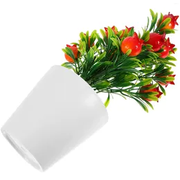 装飾的な花1セットデスクトップ鉢植えの偽のザクロの枝現実的な盆栽飾り