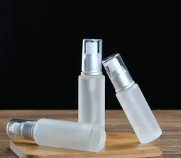 wholesale 20ml 30ml 50ml frosted glass bottle,cosmetic packaging,lotion spray bottles,press pump glass bottles Fast Shipping F1876 12 LL
