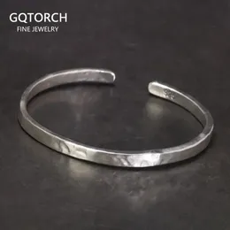 Bracciale rigido in vero argento sterling 925 con polsini martellati per uomini e donne Gioielleria raffinata fatta a mano lucidata 231204