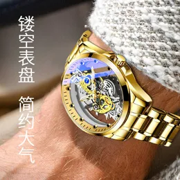 Double sided transparent hollow full-automatic mechanical watch men's watch men's waterproof luminous quartz watch Tiktok new style