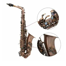 Venda imperdível marca de venda quente bronze vermelho curvado eb e-flat saxofone alto sax abalone concha chave instrumento musical profissional frete grátis