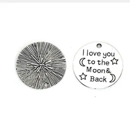 100pcs 골동품 실버 I love you to the moon and back charms 펜던트 25mm241j