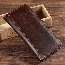 Carteiras de couro genuíno dos homens bifold bolsa designer dinheiro moeda bolso real titular do cartão acessível sacos embreagem vintage masculino longo wa265s