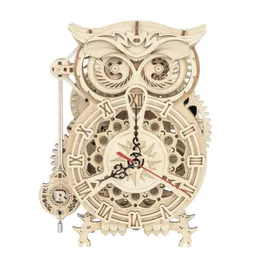 Modèle moulé sous pression Robotime ROKR 3D Puzzle en bois hibou horloge modèle Kit de construction jouets pour enfants enfants garçons LK503 231204