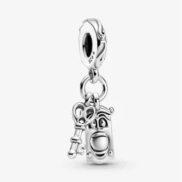 Ny ankomst 100% 925 Sterling Silver Key Door Knob Dangle Charm Fit Original European Charm Armband Fashion Jewelry Accessories246J