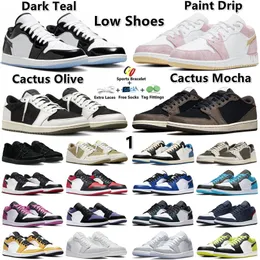Mens Basketball Shoes For 1 1s Low Platform Shoe Cactus x Olive Mocha Paint Drip Dark Teal Paris Washed Denim mismatched USA Men Women Trainers Sports Sneakers GAI