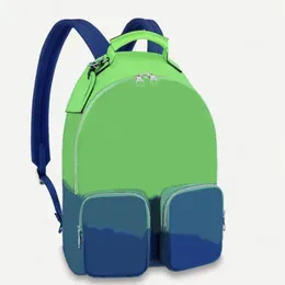 Mochila nueva a estrenar Taurillon Ilusión forro de cuero verde fluorescente Mochila para portátil al aire libre bolso232J