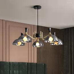 Pendant Lamps Nordic Retro E27 Led Chandelier For Living Dining Room Kitchen Lamp Modern Glass Amber Lustre Design Hanging Light