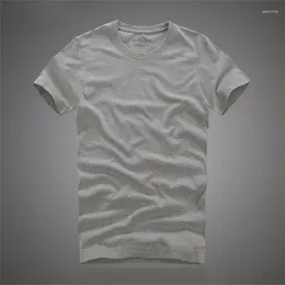 Ternos masculinos A2735 Algodão Sólido Camiseta Masculina Manga Curta Camiseta