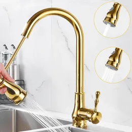 Kökskranar Tuqiu Dra ut guldkran Black Sink Mixer Tap 360 graders rotation Torneira Cozinha -kranar