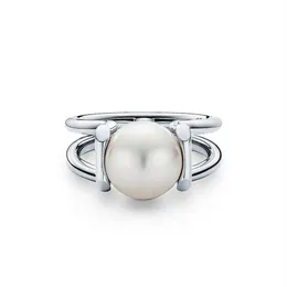 European Brand Gold Plated HardWear Ring Fashion Pearl Ring Vintage Charms Rings for Wedding Party Finger Costume Jewelry Size 6-8259S