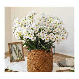 装飾的な花の花輪白いデイジーブーケDIYホームデコレーションプラント人工シルクフェイクフラワーガーデンパーティードロップデリバリーFE DHETM