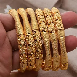 Bangle 6pcs Lot Dubai Gold Color Bareles for Women African Jewelry Bride Nigerian Wedding Jewelery BanglesBracelet Gift238f