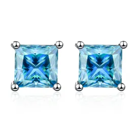 11 Colors for Options 925 Sterling Silver 1CT Square Moissanite Diamond Earrings Studs for Men Women Nice Gift for Friends