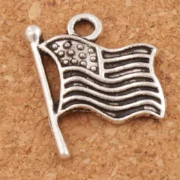 USA Flags Charms Pendants 200pcs Lot 17 9x14 5mm Silver Silver Jewelry DIY L299 Sell323G