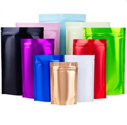 Mylar Borsa con chiusura a zip in foglio di alluminio opaco in piedi, richiudibile, placcatura del sacchetto, sacchetti per caramelle, caramelle, sacchetti per confezioni regalo