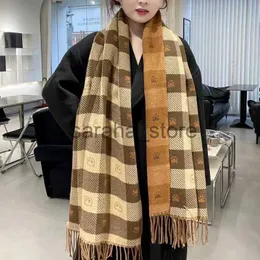 Scarves Wool Scarf Cashmere Bear Scarf Boho Retro Plaid Scarf Thickened Warm Winter Women's Scarves Christmas New Year Gifts J231204
