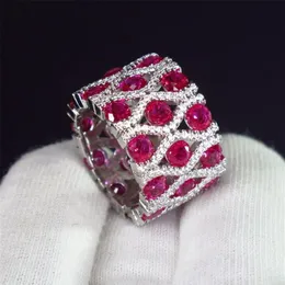 Kqdance Woman S skapade smaragd Tanzanite Ruby Ring med grön blå röd sten 18k vita guldpläterade ringar för kvinnor smycken 220726228m