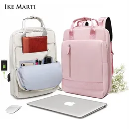 Ike Marti Kadınlar Sırt Çantaları Daypack Okul Çantası Kız Moda Sac A Dos Femme Man Su Geçirmez Şarj 15 6 inç Dizüstü Bilgisayar Sırt Çantası 220517235J