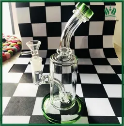 9 Inchs Smoking Accessories Recycler Smoking Hookah Glass Bong WaterPipes Unique Water Bongs Heady Rigs With 14mm Bowl Shisha3672704