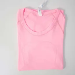 LL-0 Camisetas de yoga para mujer Camiseta para mujer Camiseta para correr transpirable de alta elasticidad Secado rápido Manga corta sin costuras Deporte-Ciclismo Ropa de gimnasio lu good44784