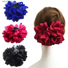 Headwear Hair Accessories New Large Silk Flower Bow Hair Claw Jaw Clips For Women Hair Clamps Girls' Wedding Barrettes Hair Accessories Q231204