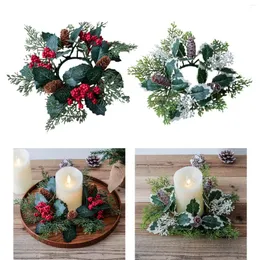 Candle Holders Christmas Tree Rings Wreaths Decorations Candles Scented Candlesticks Garland Circles For Home Desktop Table Arrangements