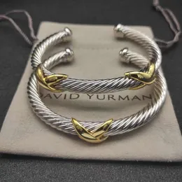 Armband män dy x ring sliver guld dubbel vriden armbandy mm för kvinnor hög kvalitet station kabel kors kollektion vintage etnisk slinga hoop punk smycken